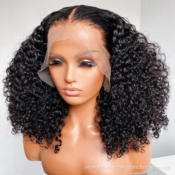 Wholesale Raw Brazilian Virgin Kinky Curly Human Hair Hd Lace Front Wig Cheap Full Transparent Lace Frontal Wig For Black Women
